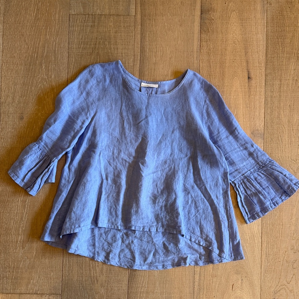 Bryn Walker Light Blue Linen Top